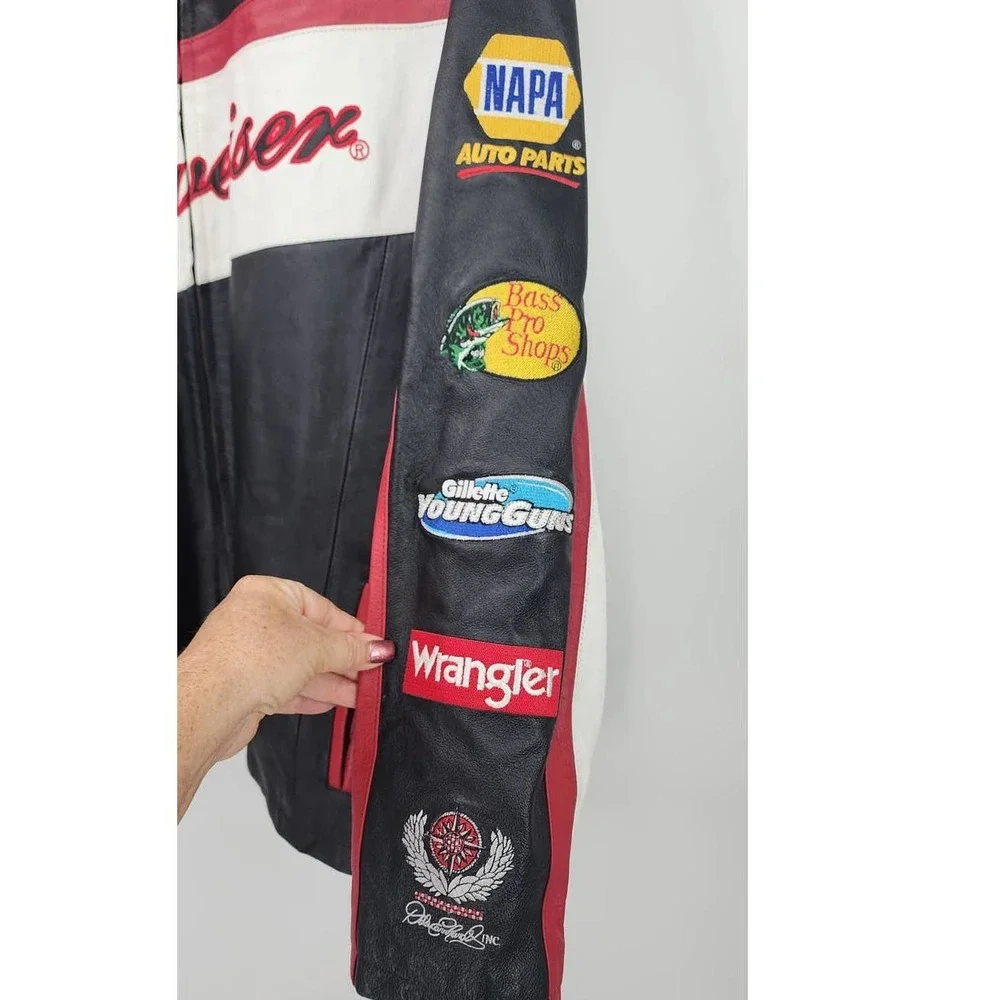 90's‎ Y2K Men's Wilsons Leather Dale Jr Budweiser Racing Jacket NASCAR 2XL